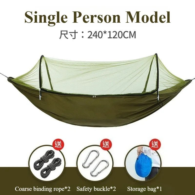 2025 Camping Hammock with Mosquito Net Sleeping Tent Hammock Suitable for Camping Outdoor Hammock for Garden with Storage Bag