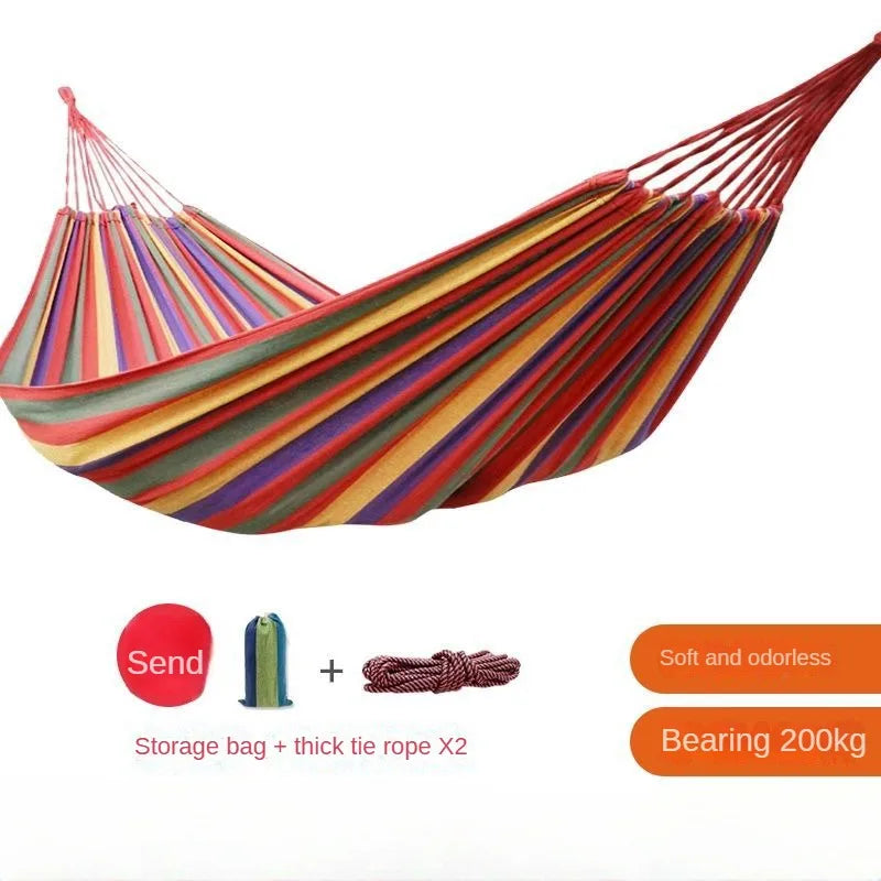 New Creative Canvas Single Hammock Outdoor Courtyard Sleeping Hammock Camping Indoor Children's Swing Thick Striped Hammock