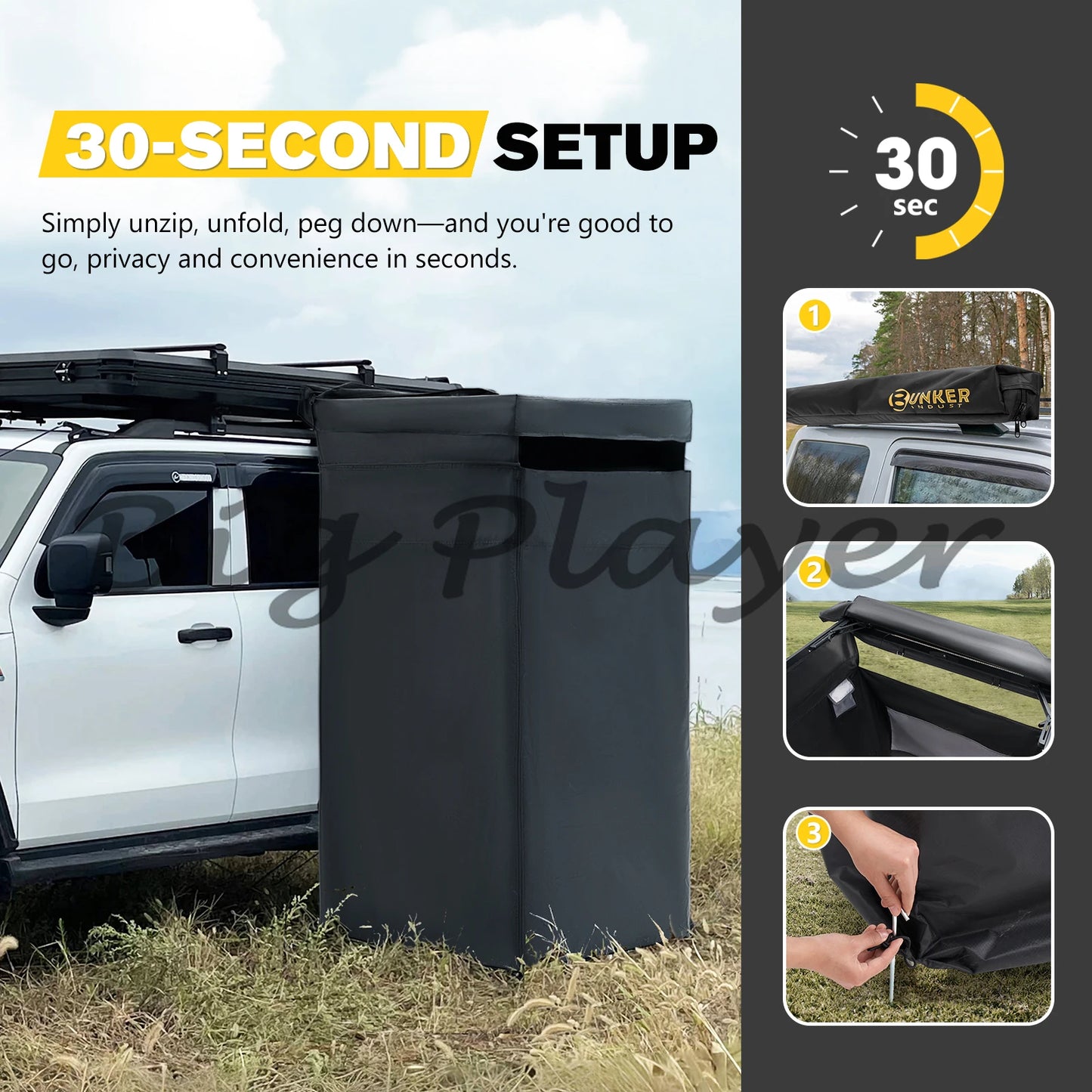 Sandpit Industrial Simple Setup Adjustable Height Car Camping Shower Tent Awning Car Side Shower Tent Toilet Bath Tent