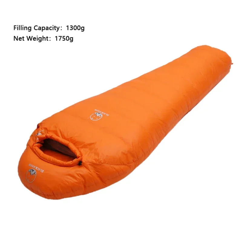 Black Snow Outdoor Camping Sleeping Bag Very Warm Down Filled Adult Mummy Style Sleep Bag 4 Seasons Camping Travel Sleeping  Bag