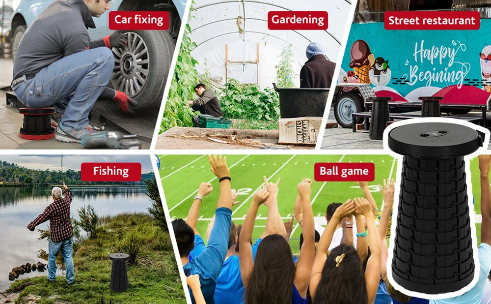 Portable Telescoping Folding Camping Stool, Outdoor Foldable Beach Chair, Folding Camping Chair for Travel Hiking Fishing Garden