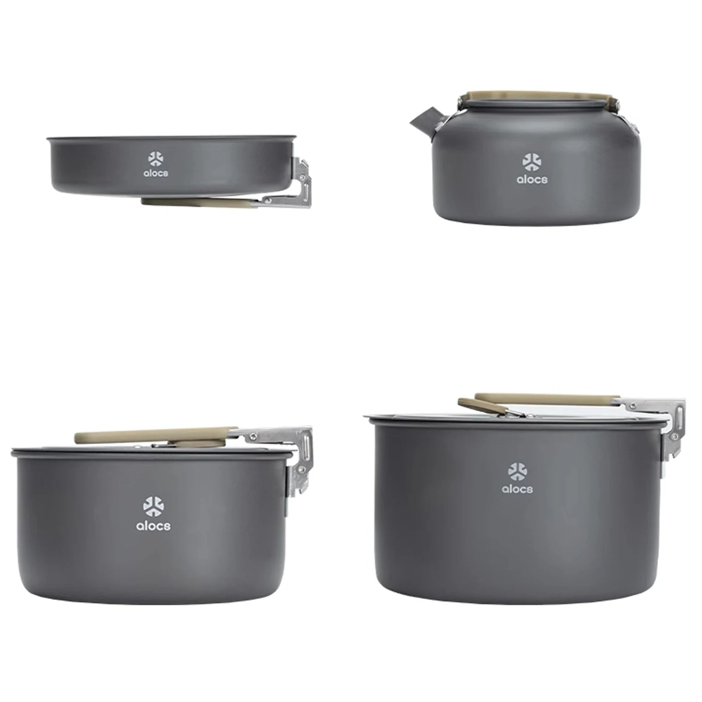 Camping Cookware Mess Kit Camping Cooking Pot Fry Pan and Kettle Set for Camping Backpacking