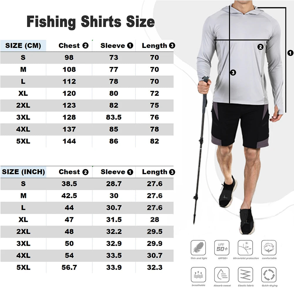 Fishing Shirts Long Sleeve Uv Protection Clothing Mens Outdoor Jersey Upf 50 Clothes Performance Breathable Fishing