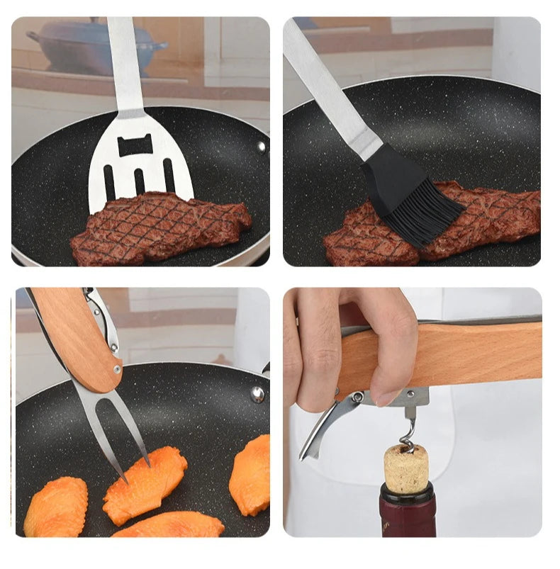 Multifunctional Camping Grill  Foldable Portable BBQ  For Picnic Hiking Travelling BBQ