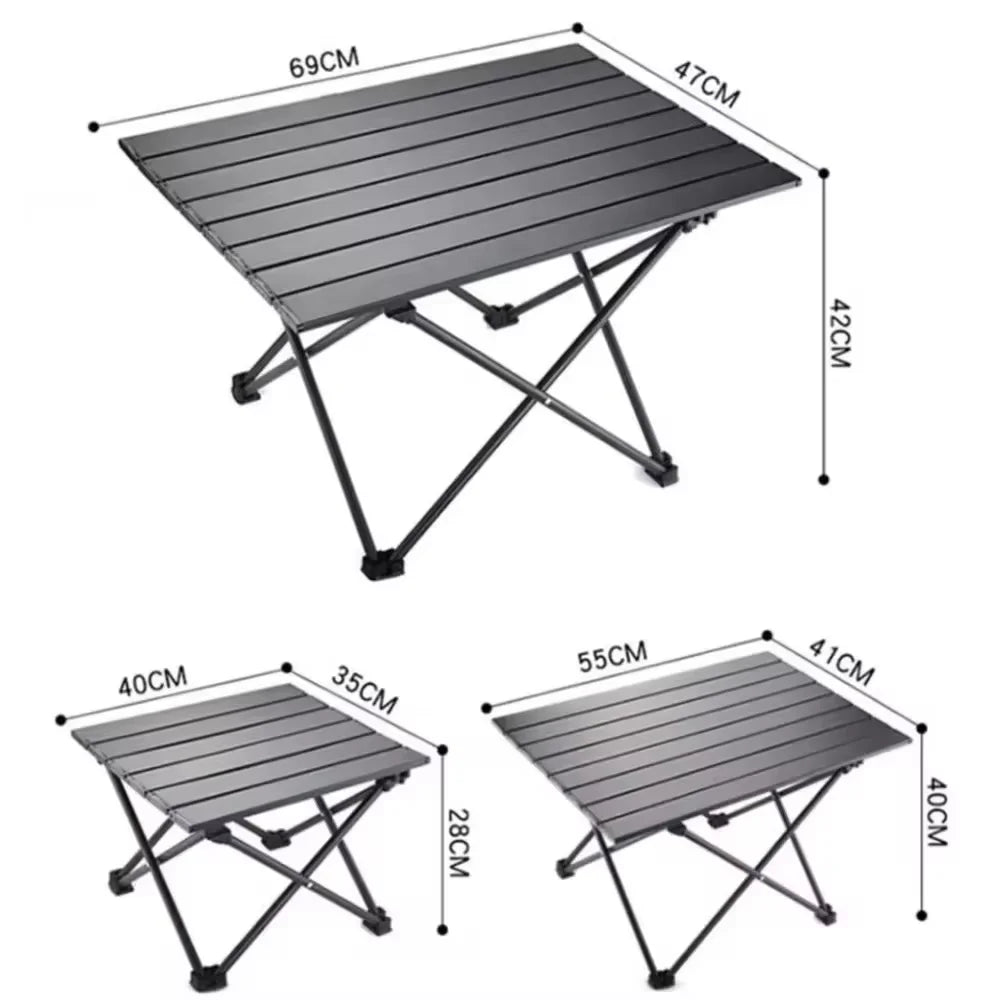 Folding camping table, modern Chicken rolls design, picnic table, hiking backpack storage, outdoor furniture, folding table