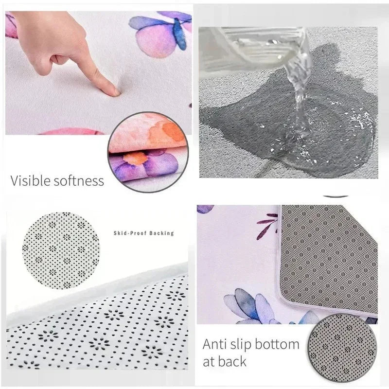 Foldable Outdoor Rug, Bohemian Style Beach Mat Waterproof Reversible Patio Carpet for Balcony Camping Picnic Spring Home Decor