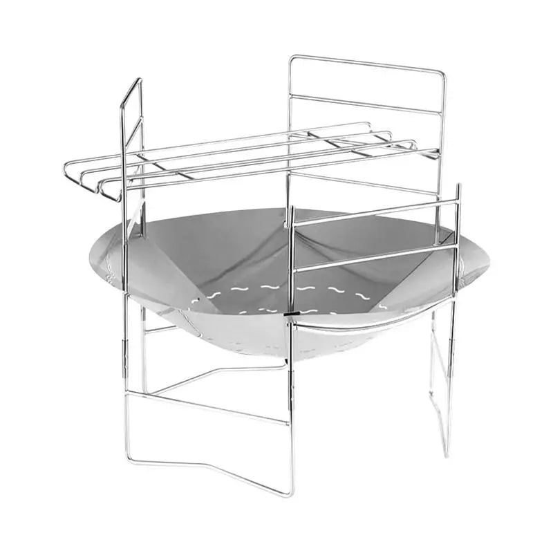 camping Bonfire Fire Pit Grill Foldable Circular Bonfire Stand Portable Firewood Stove Cookable Camping Stove Grill Burning