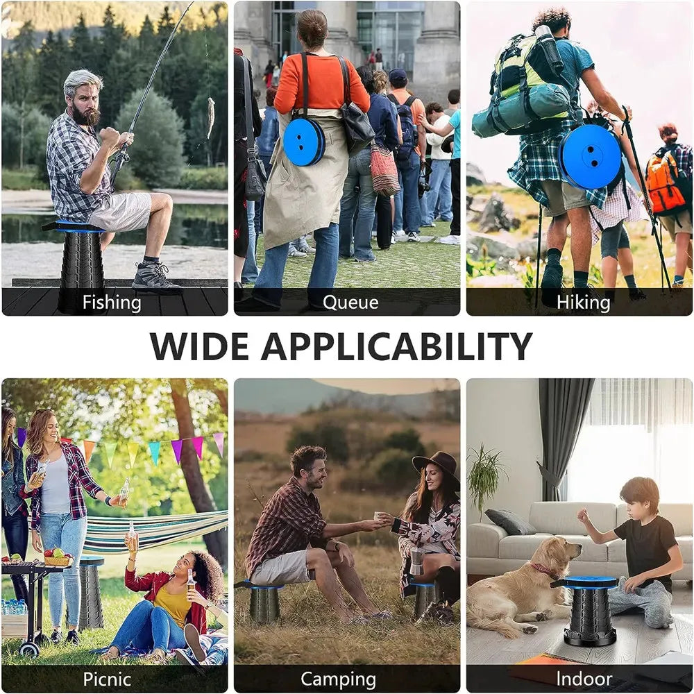 Telescopic Folding Camping Chair, Portable Foldable Camping Stool, Folding Beach Chair, Foldable Stool for Fishing Hiking Garden