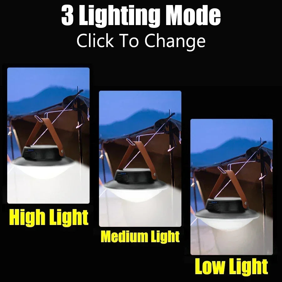 Solar Powered LED Camping Lamp USB Rechargeable Portable Lanterns Outdoor Tent Hanging Torch Emergency Home Repair Work Light