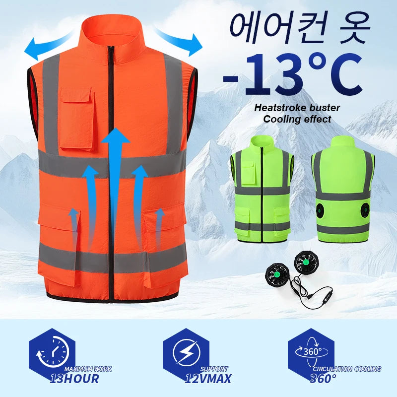 Air Conditioning Vest, Summer Outdoor Work Fan Vest, Cooling Clothing, Artificial Fan Coveralls, USB Fan Jacket