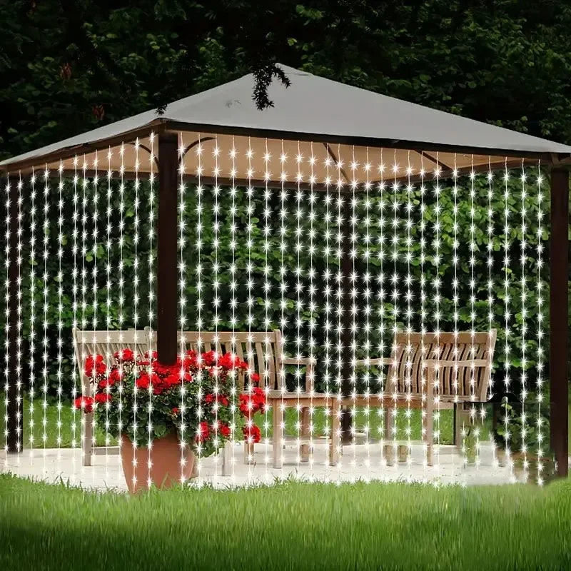 LED Solar Outdoor Lights Curtain Garland String Lights for Camping Wedding Party Garden Summer Holiday Atmosphere Decoration