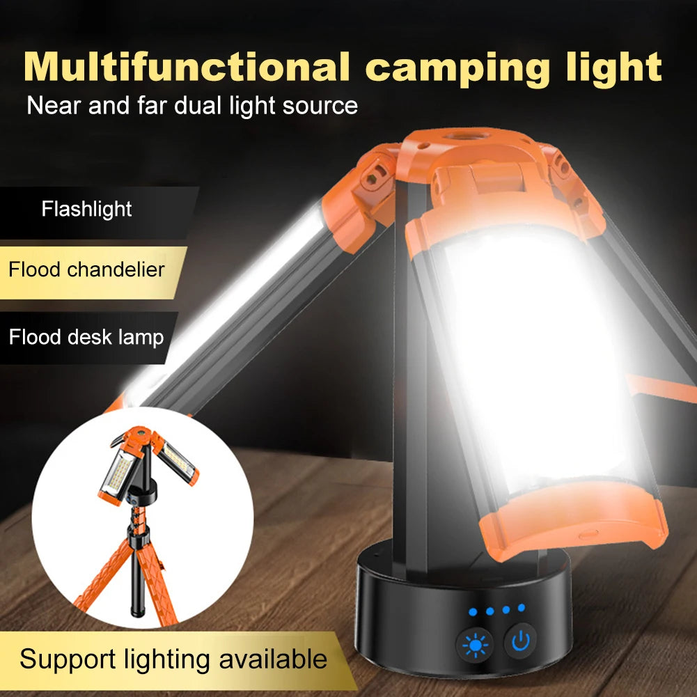 Folding Camping Light LED Work Light Multifunctional Rechargeable Camping Lantern Portable Camping Light for Adventure Fishing