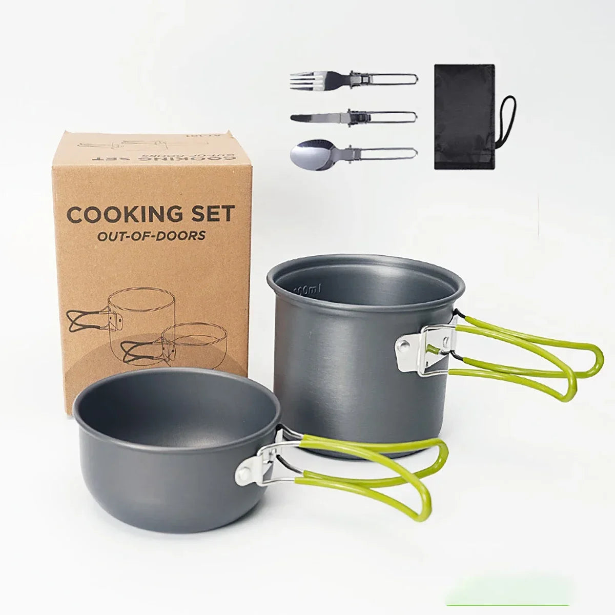 Camping Cookware Set Outdoor Pot Tableware Kit Cooking Water Kettle Pan Travel Cutlery Utensils Hiking Picnic Tourist