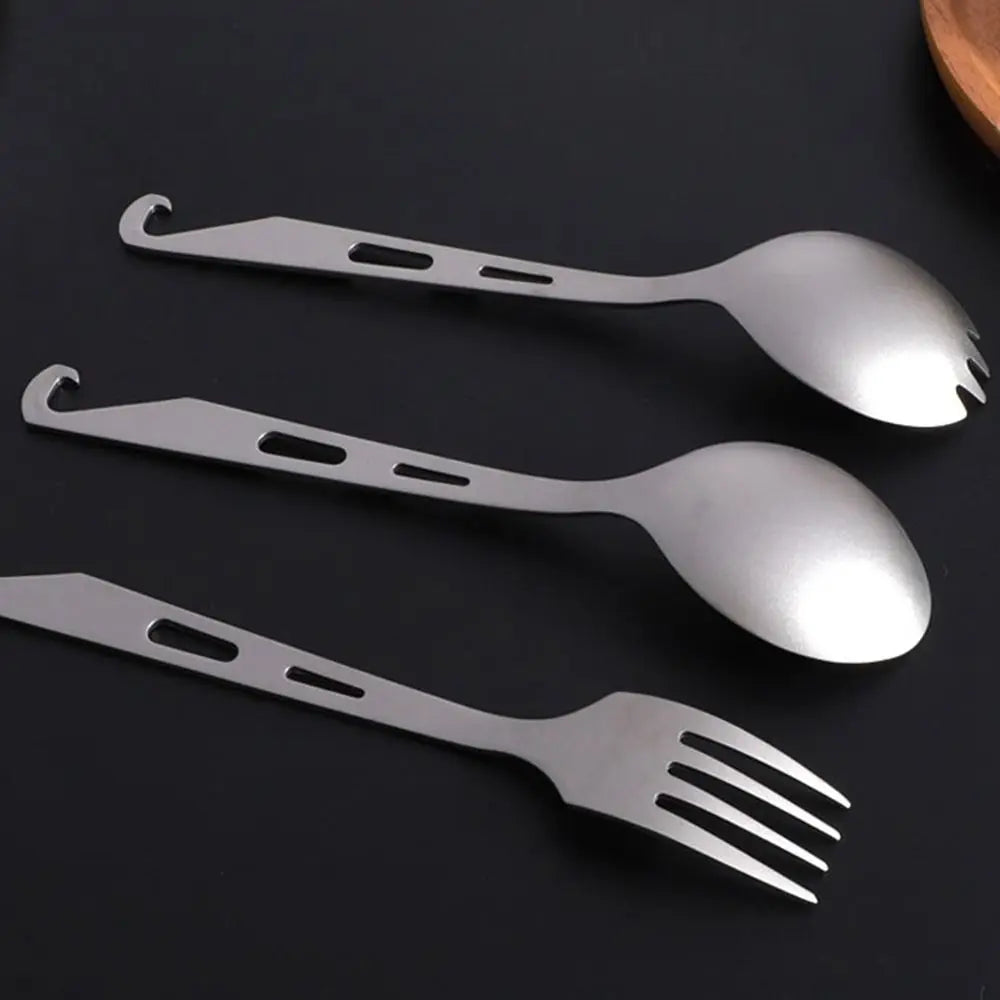 New Portable Titanium Spoon Long Handle Environmental Outdoor Camping Fork Outdoor Picnic Accessories Outdoor Tool