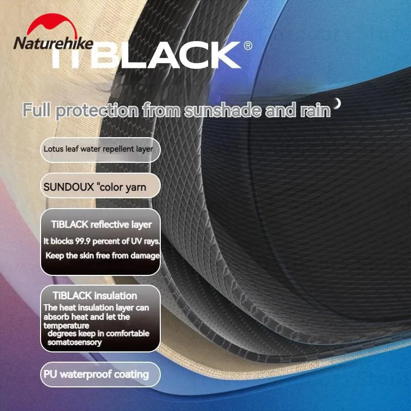 Naturehike Awning 10㎡ camping Tarp Shelter Canopy Quickly open 4 Persons Large Shade  Titanium Vinyl Black UPF50+ Waterproof