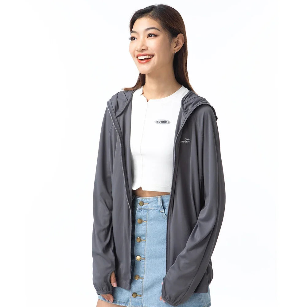 OhSunny Outdoor Sport Fashion Anti UV Cooling Clothing Sunscreen Hooded Solid Color Light Breathable Loose Sun Protection Coats