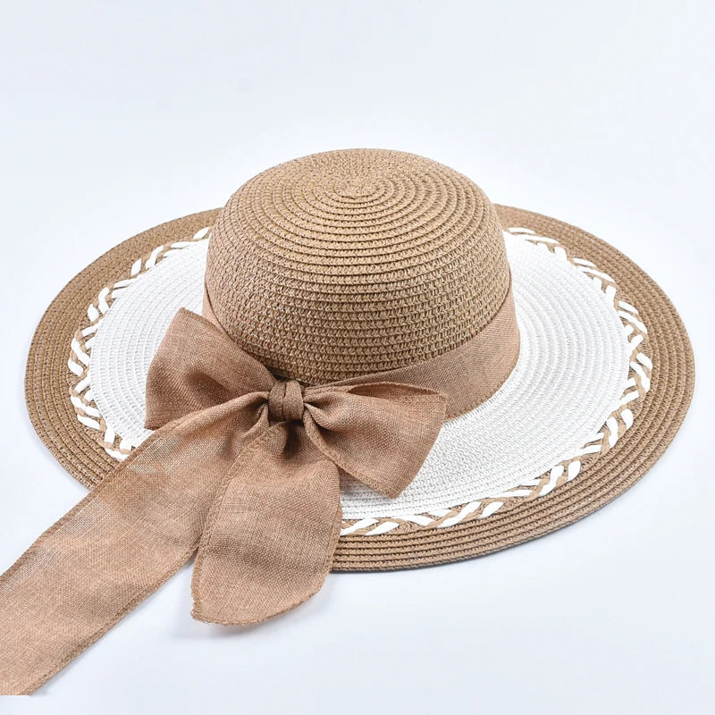 New Two-piece Set Summer Straw Hat with Shoulder Bag Outdoor Travel Beach UV Protection Hat