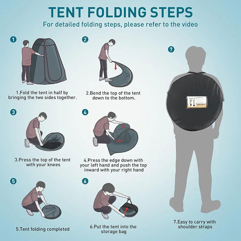 ‌Portable Pop-Up Toilet Tent Privacy Shelter for Camping RV & Outdoor Travel – Washable Foldable Kit with 12 Sanitation Bags