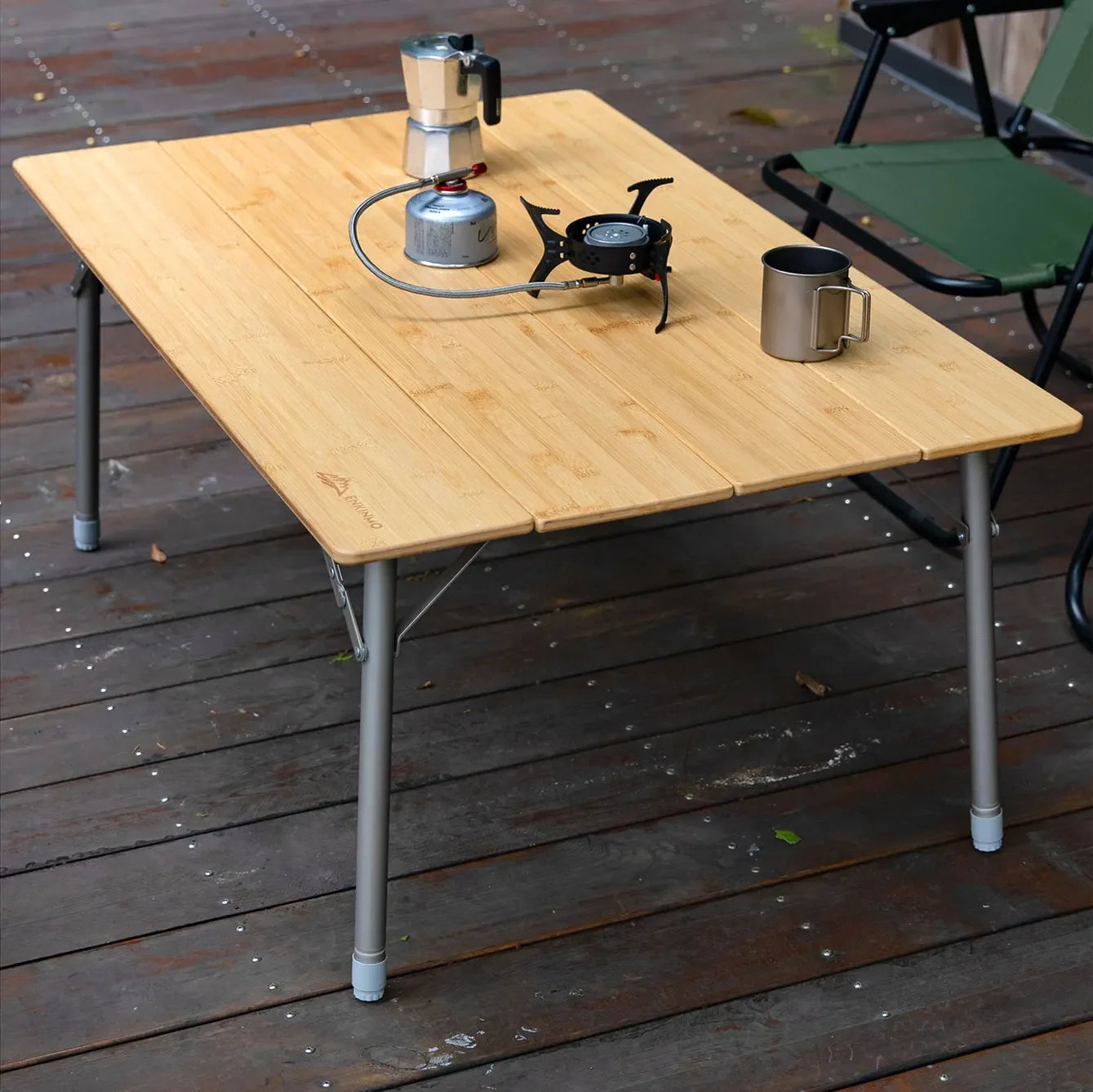 100*65cm Outdoor Camping Folding Large Table Aluminium Alloy Bamboo Table Portable  Adjustable Height