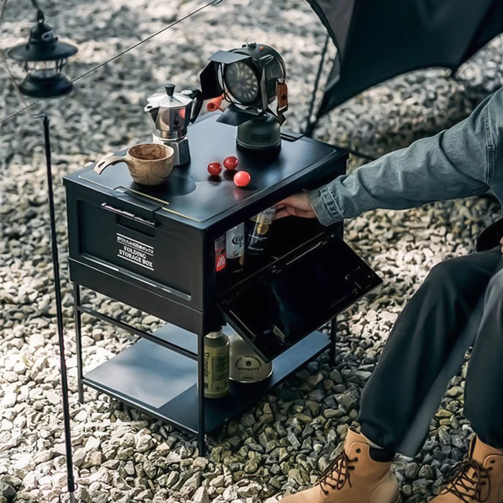 【Breeins】Outdoor Camping Folding Storage Box Thickened Folding Table Camping Storage Table Tableware Storage Camping Equipment