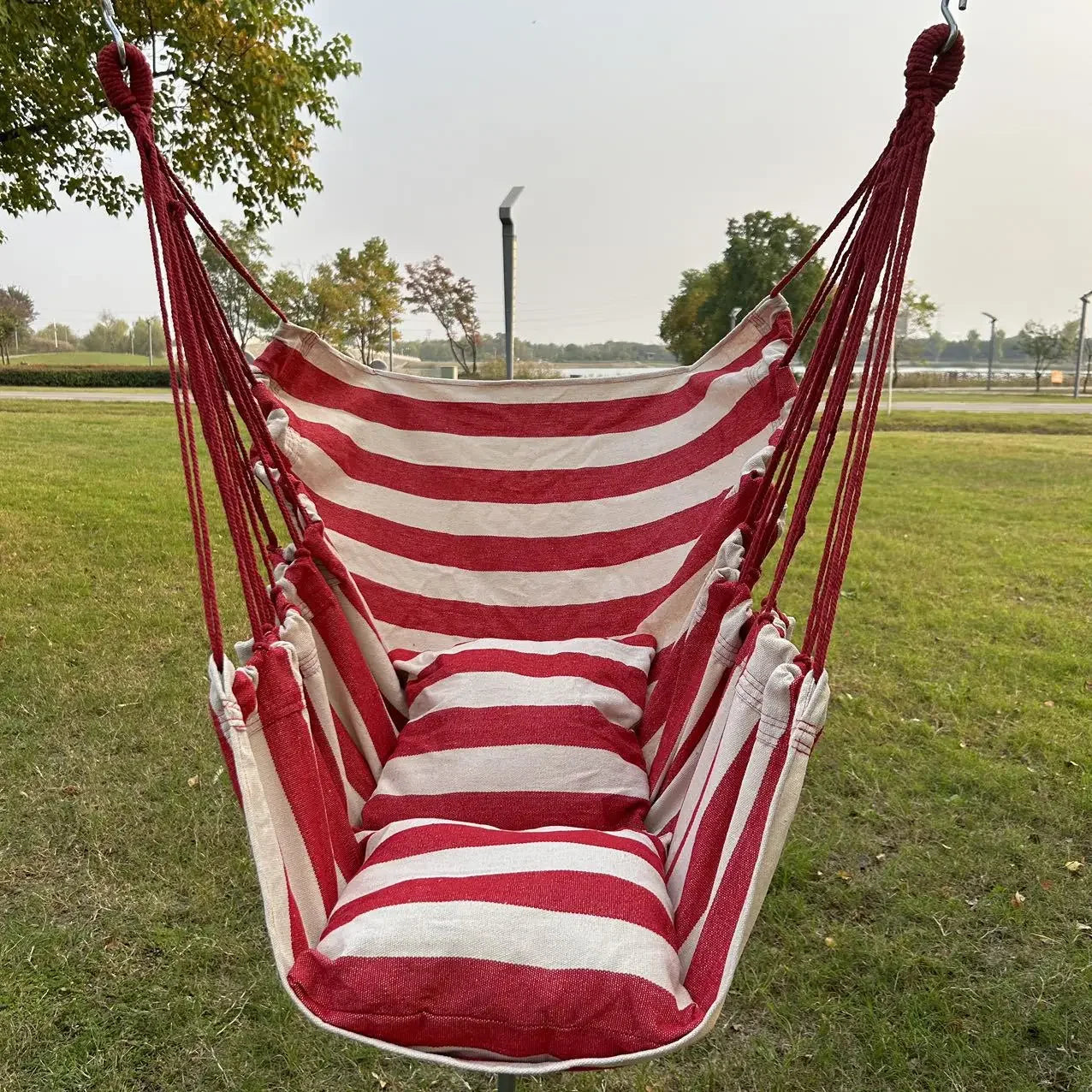 1pc Leisure Fabric Hammock Chair Outdoor Swing Chair Hammock Dormitory Hammock Chair Anti Rollover Hammock With Storage Bag