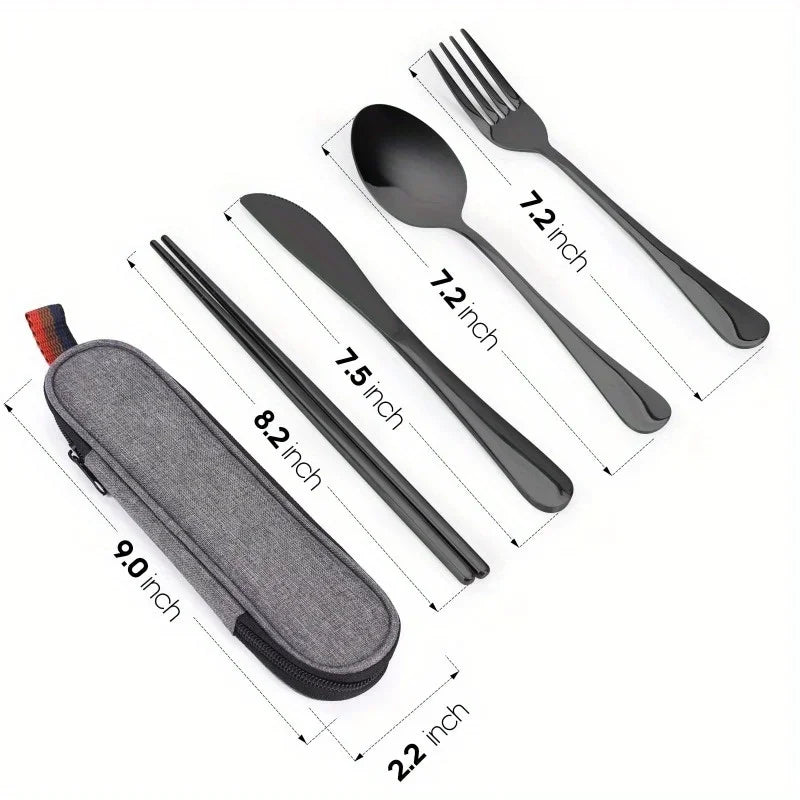 Camping Cookware with Case Camping Utensils Kit Includes Spoon Fork Knives Chopsticks Travel Flatware for Outdoor Picnics