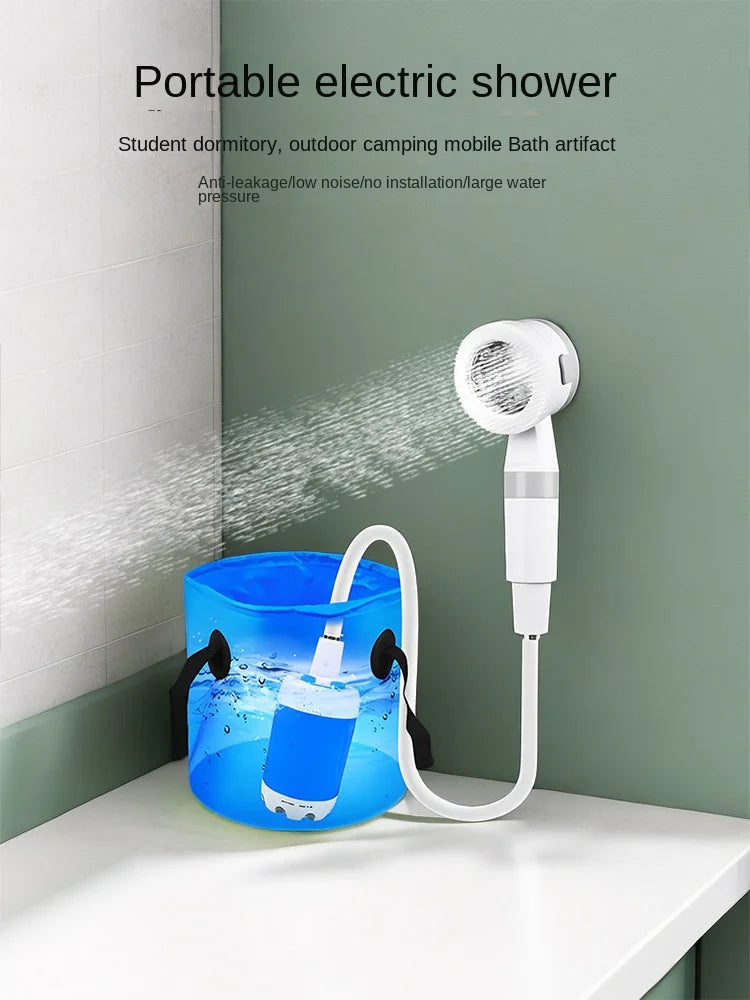 Outdoor camping dormitory bath bath artifact household rental electric portable self-priming shower charging water pump shower