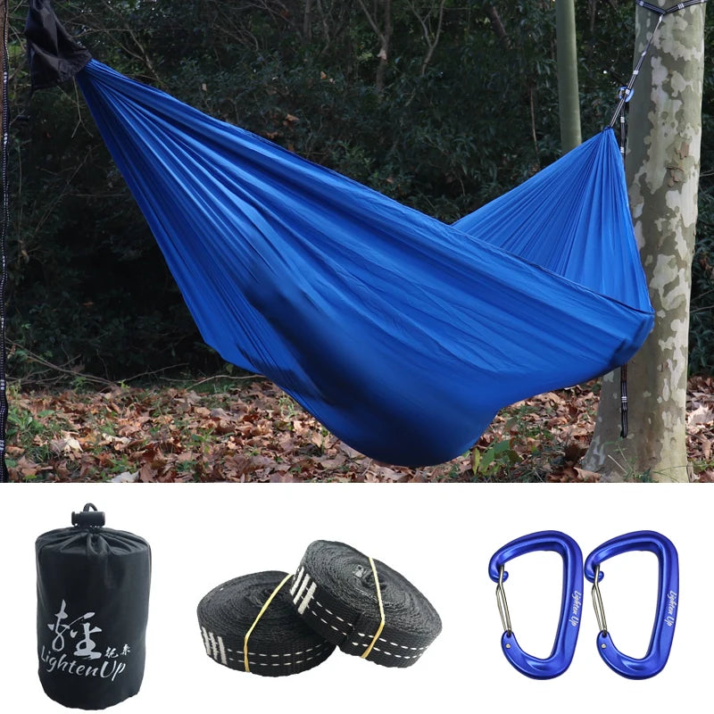 300x140cm Single Camping Hammock Lightweight Parachute Hammock with 2 Tree Strap 2 Hooks  Lightweight Portable Camping Hammock