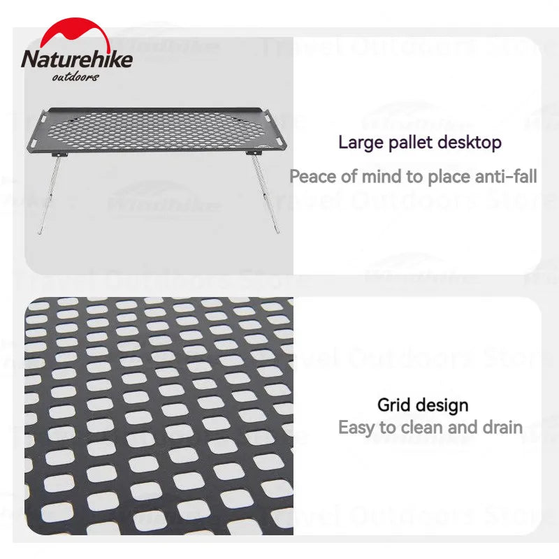 Naturehike Outdoor Folding Table Stainless Steel Camping Table Picnic Barbecue Chicken Rolls Outdoor Table Portable Picnic Table