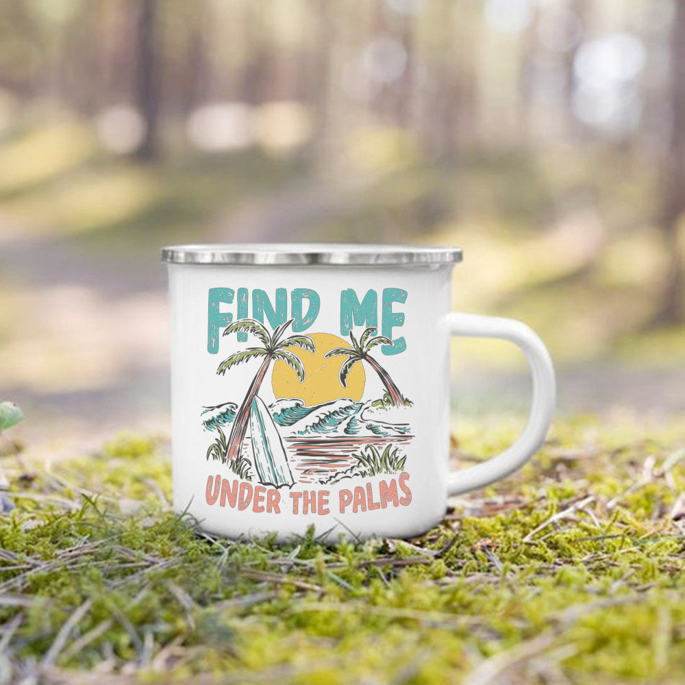Life Is Better By The Campfire Printed Camper Mugs Camping Enamel Mug Adventure Campfire Party Beer Juice Cup Gifts for Camper