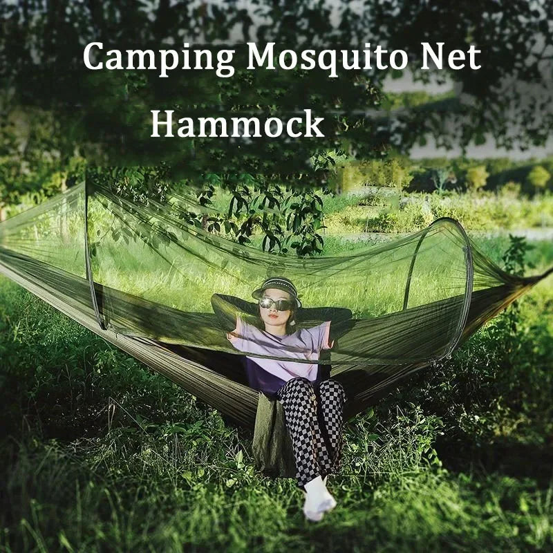 Outdoor Camping Hammock with Mosquito Net Anti-rollover Hammock Automatic Quick-opening Camping Equipment Outdoor Furniture