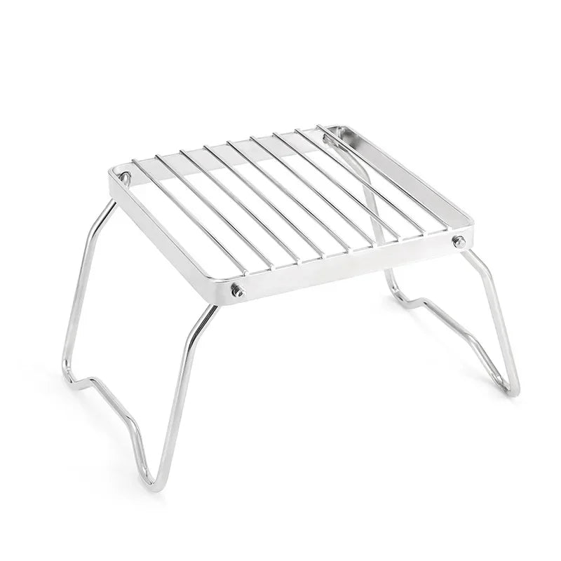 Folding Campfire Grill Portable Stainless Steel Camping Grill Grate Gas Stove Stand Multifunctional Outdoor Wood Stove Stand