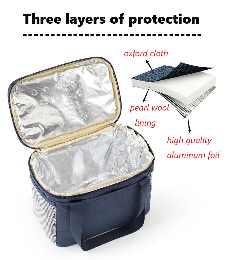 Outdoor Camping Picnic Bag Portable Lunch Bag Food Thermal Insulated Box Food Storage Bags Bento Pouch Dinner Container Handbag