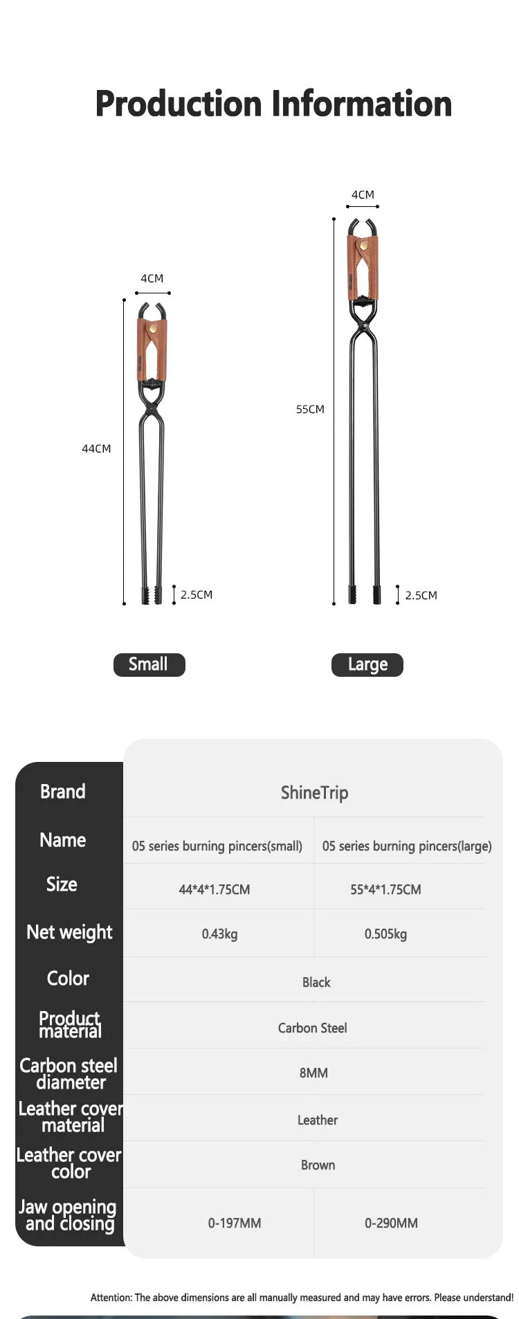ShineTrip-Camping Fire Poker Outdoor BBQ Thickened Anti-Scald Carbon Fire Poker Lightweight Portable Carbon Steel Fire Poker