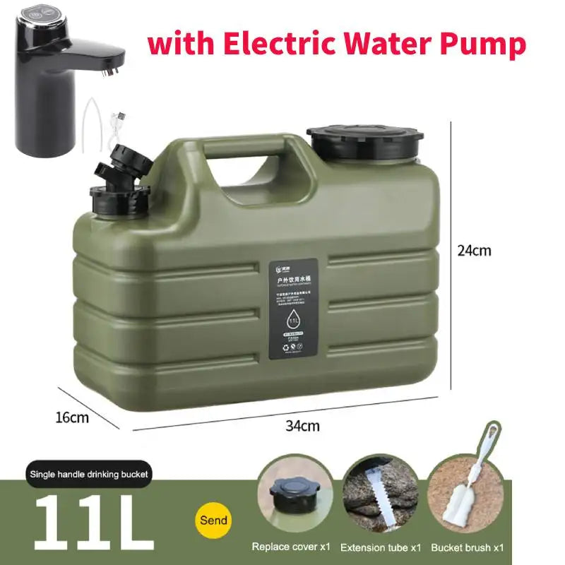 11/12L Outdoor Water Bin Large Capacity Portable Camp Water Bag with with Electric Water Pump Water Dispenser for Camping Picnic
