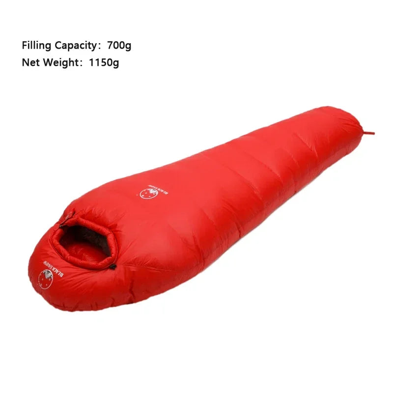 Black Snow Outdoor Camping Sleeping Bag Very Warm Down Filled Adult Mummy Style Sleep Bag 4 Seasons Camping Travel Sleeping  Bag