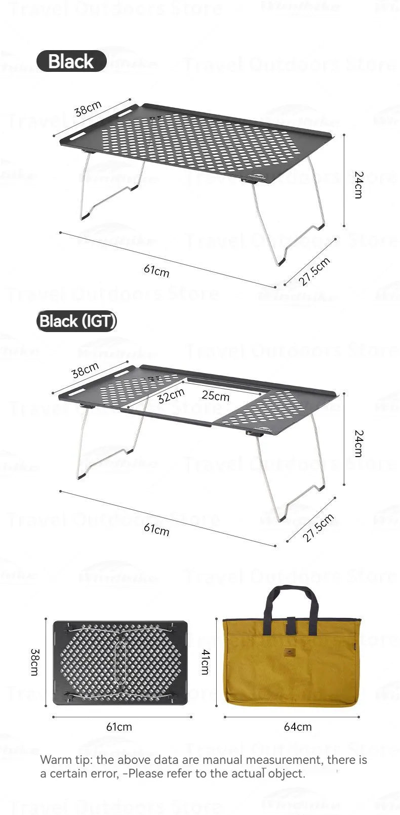 Naturehike Outdoor Folding Table Stainless Steel Camping Table Picnic Barbecue Chicken Rolls Outdoor Table Portable Picnic Table