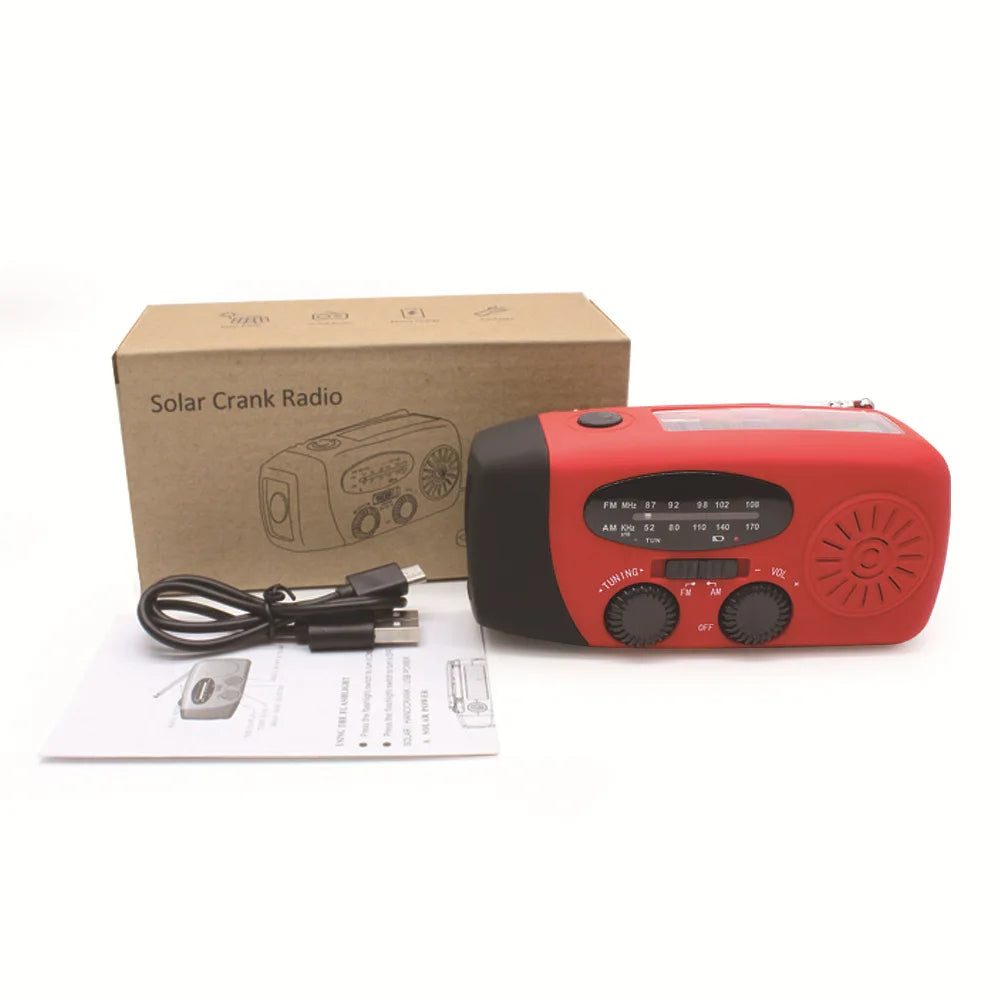 Outdoor Camping Emergency Radio Solar Hand Crank Dynamo Radio FM/AM/NOAA 2000Mah Phone Charger Power Bank Flashlight SOS