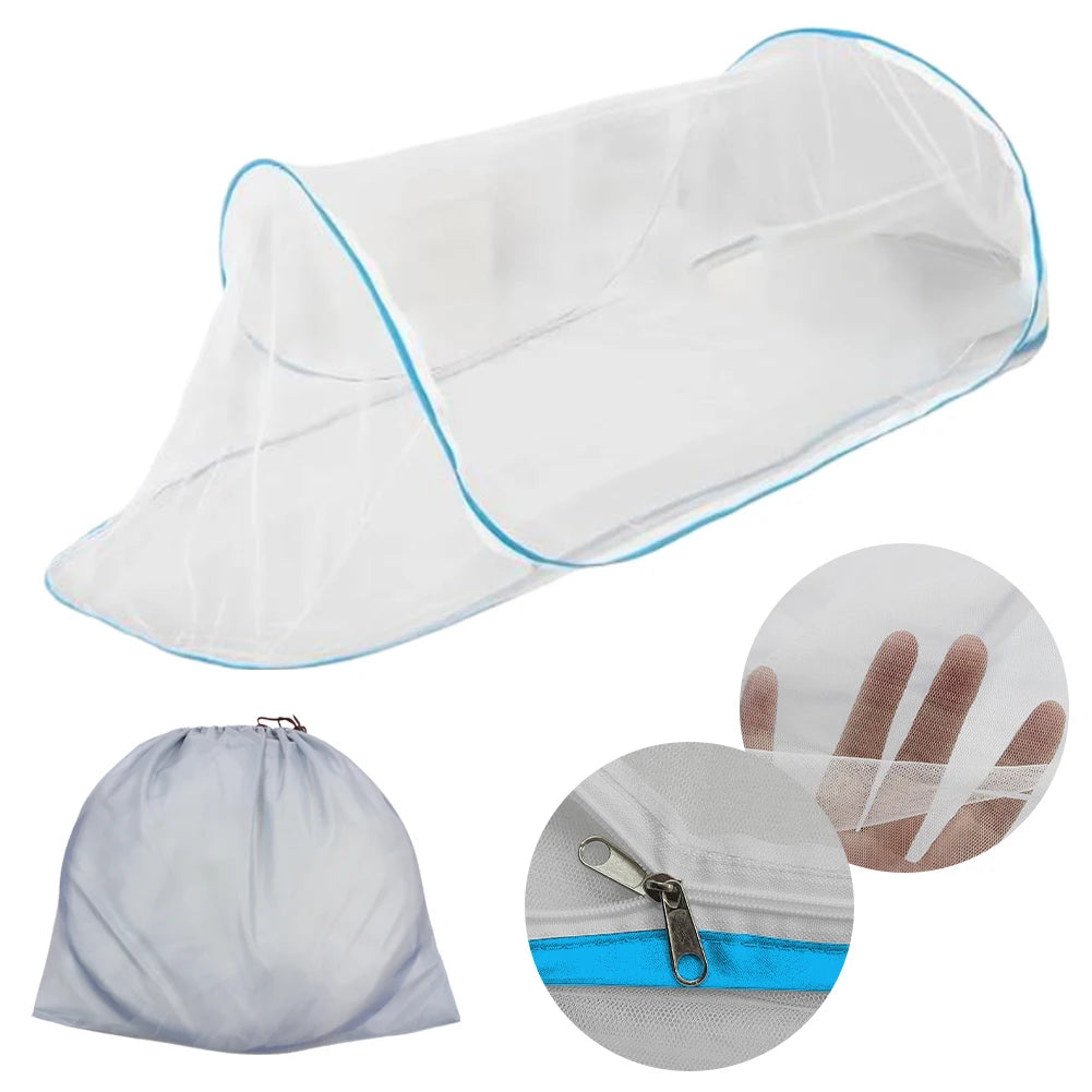 Pop-Up Mosquito Net Tent with Zipper Outdoor Camping Mosquito Net Portable Folding Mosquito Netting for Baby Adults Trip