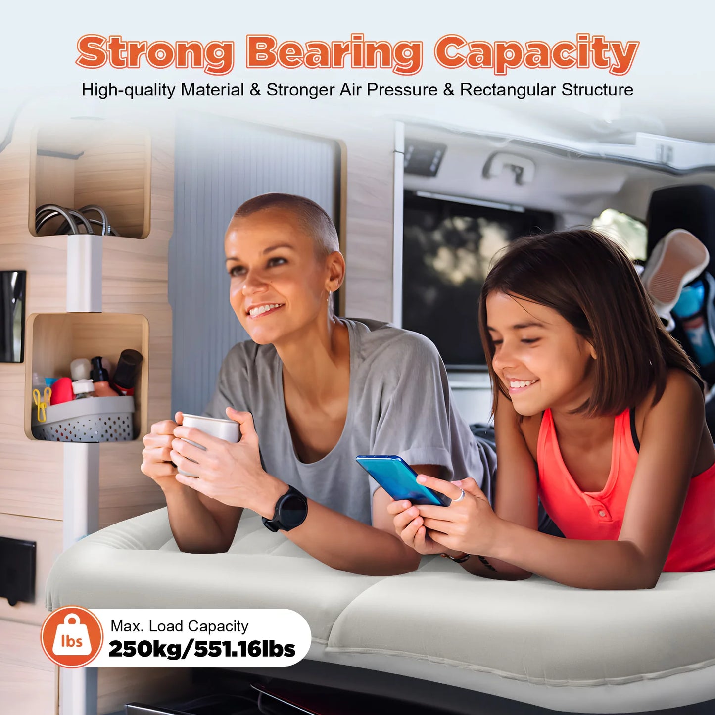 SUV Car Air Mattress, Removable Inflatable Mattress with 2 Cushions & Pump, Thickened Air Bed for Travel Camping Activities