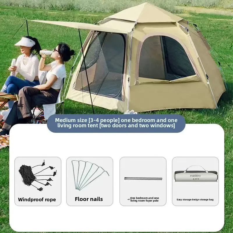 Camping pop up tents waterproof Portable Windproof tents for camping 4 person family tent with Skylight,Upgraded Large Size