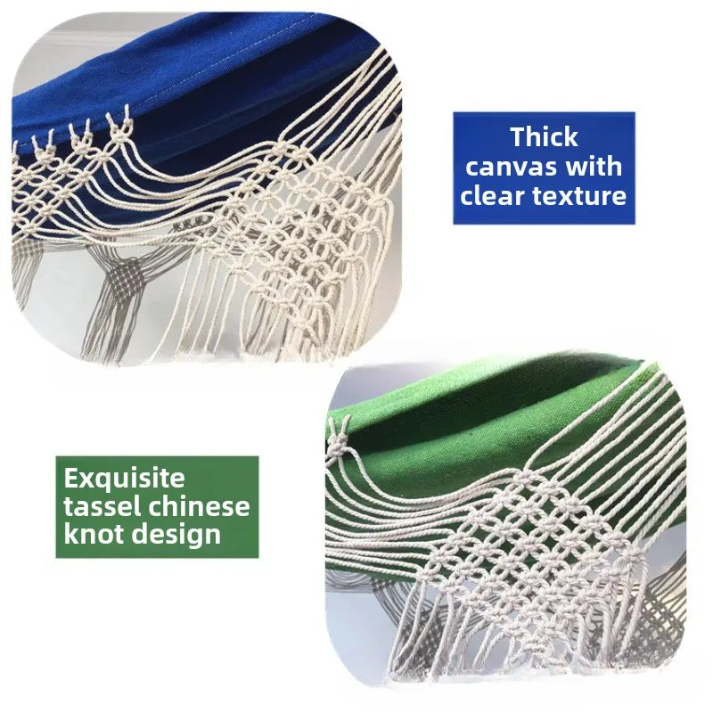 Hammock Canvas Tassel Oversized Double Outdoor Camping Beach Bohemian Swing Hammock