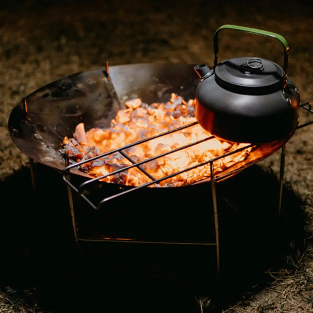camping Bonfire Fire Pit Grill Foldable Circular Bonfire Stand Portable Firewood Stove Cookable Camping Stove Grill Burning