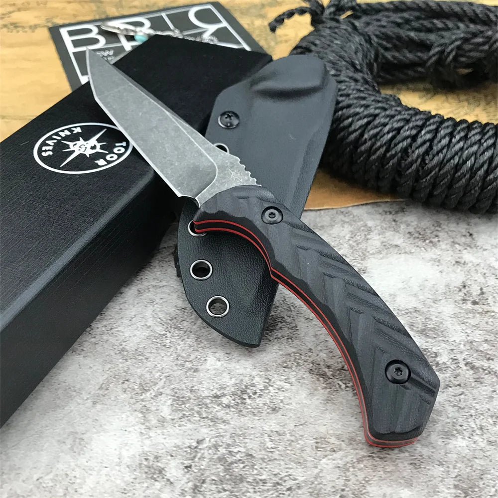Tactical Fixed Blade Knife Wilderness Survival Knife Coated D2 Blade G10 Handle Utility Knife Camping Hunting  with Kydex Sheath