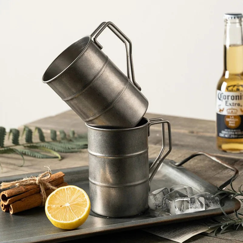 Steel Camping Cup 300ml Retro Camping Travel Coffee Cups