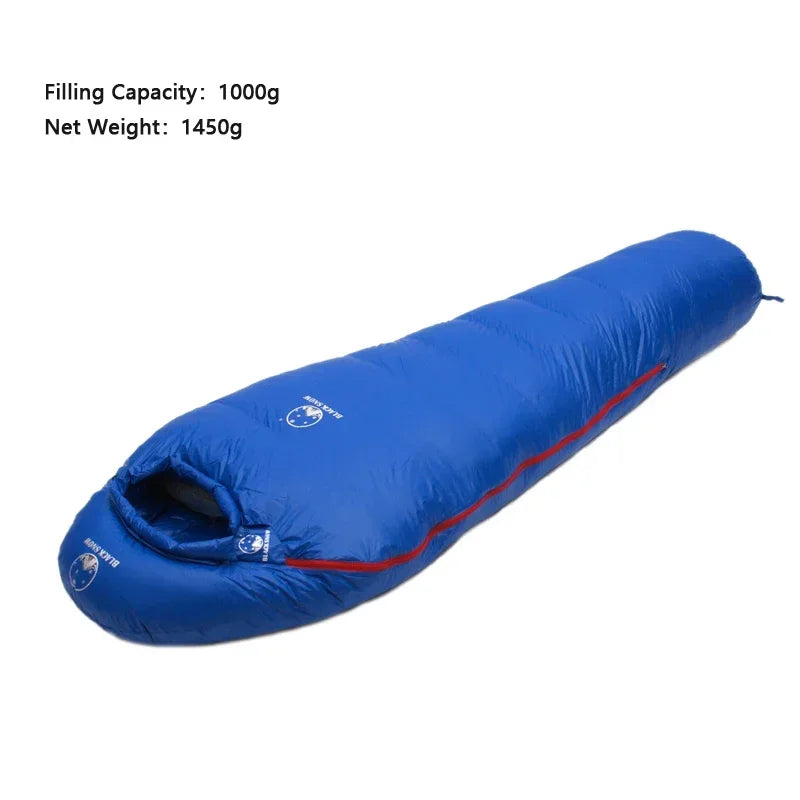 Black Snow Outdoor Camping Sleeping Bag Very Warm Down Filled Adult Mummy Style Sleep Bag 4 Seasons Camping Travel Sleeping  Bag