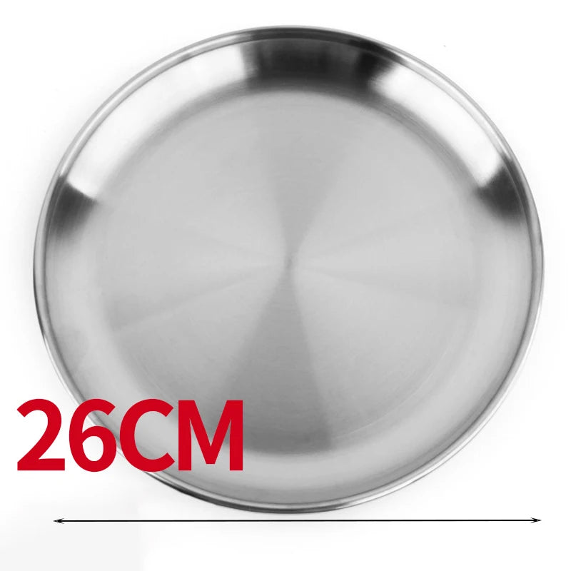 Camping Tableware Plate Stainless Steel Portable Cutlery Camping Supplies Outdoor Picnic Tourist Dishes Camping Utensils