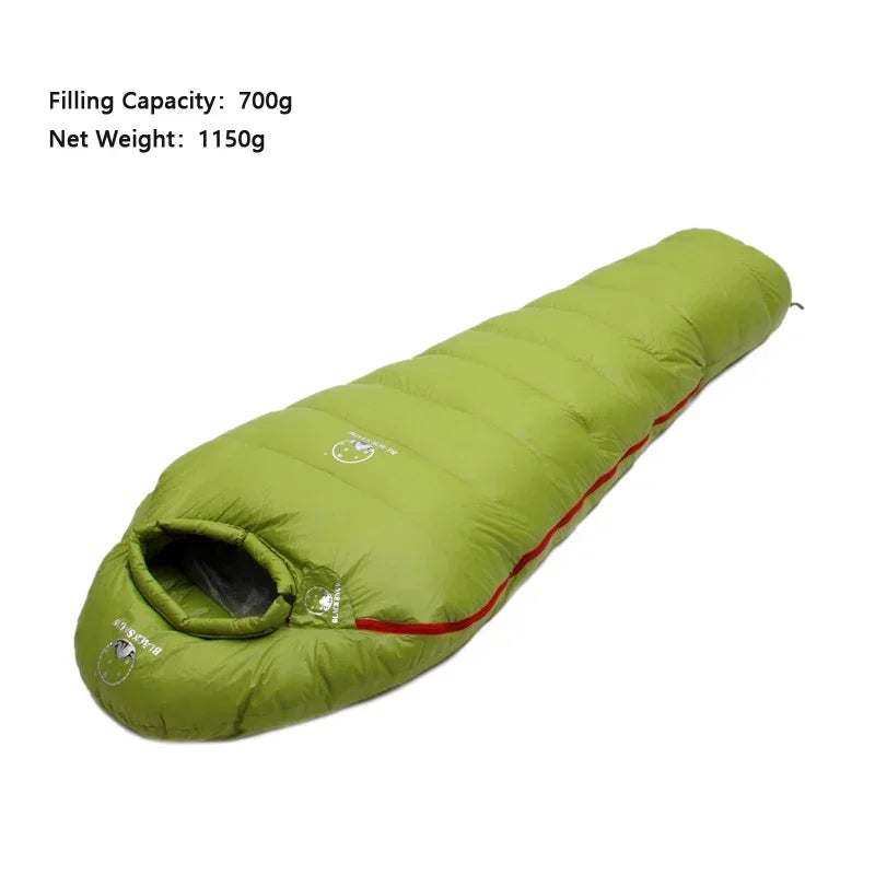 Black Snow Outdoor Camping Sleeping Bag Very Warm Down Filled Adult Mummy Style Sleep Bag 4 Seasons Camping Travel Sleeping  Bag