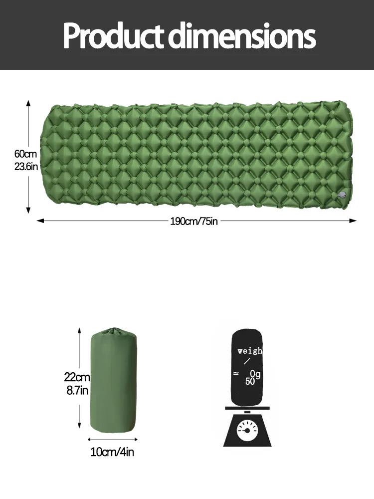 Camping Inflatable Mattress In Tent Folding Camp Bed Sleeping Pad Picnic Blanket Travel Air Mat Camping Equipment