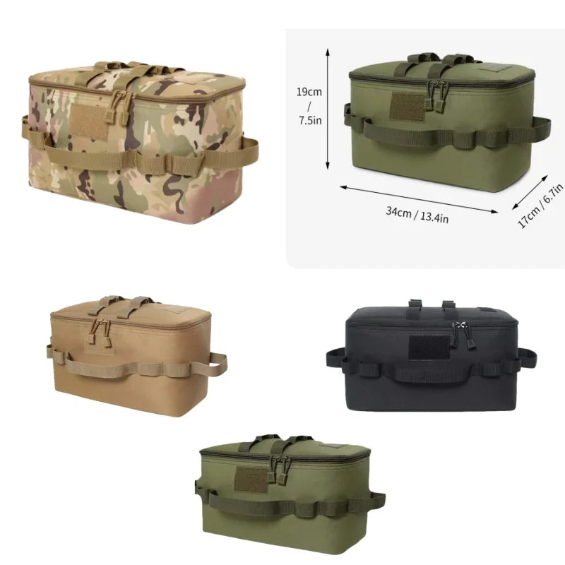 Large Camping Storage Box with Dividers, Portable Multi-Compartment Organizer for Outdoor Tools & Gear